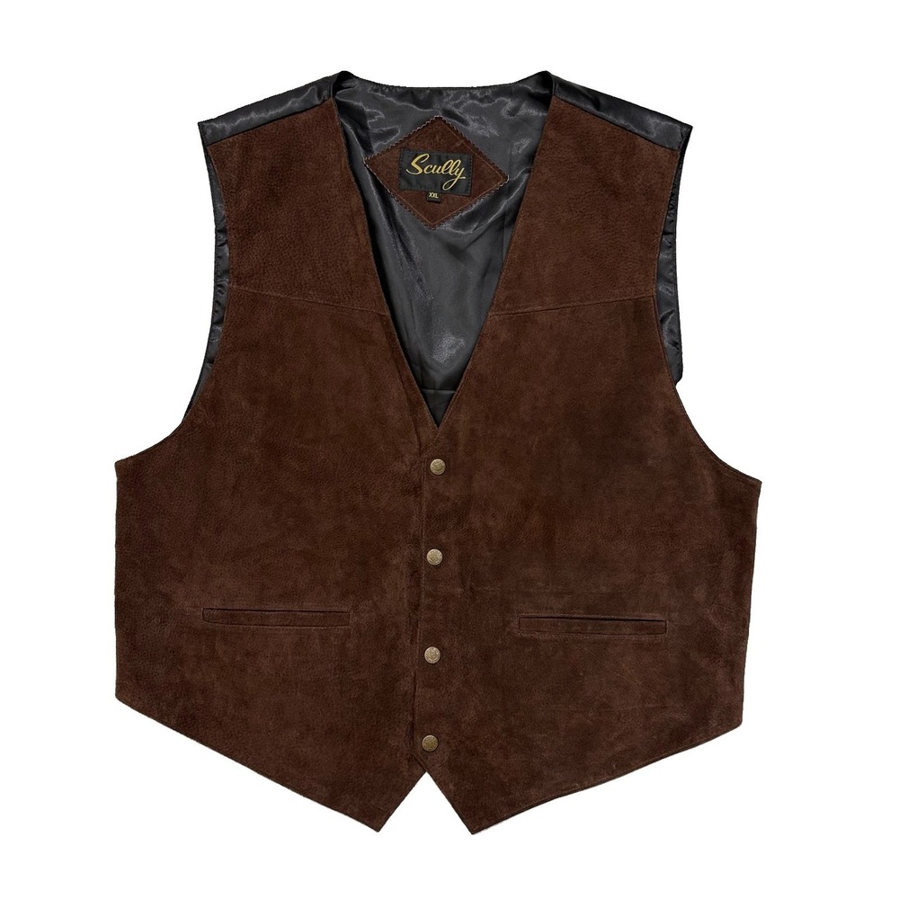 Scully 2XL XXL Brown Western Cowboy 100% Leather Men Vest Suit Waistcoat